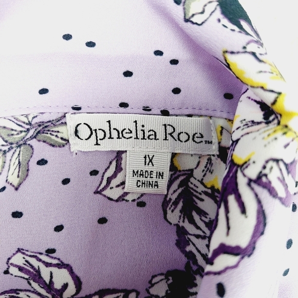 Ophelia Roe Blue & Black Floral Long Sleeve Wrap Front Blouse 4189 - Picture 5 of 8